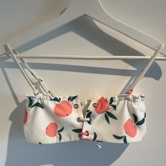 revolve KHAOS swim peach print white bikini top & bottom - size s - Picture 4 of 10